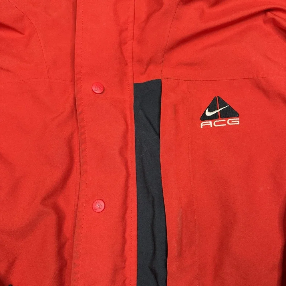 Vintage Nike ACG Storm Fit Full Zip Jacket Windbreaker Rain Gorp Red Hooded M